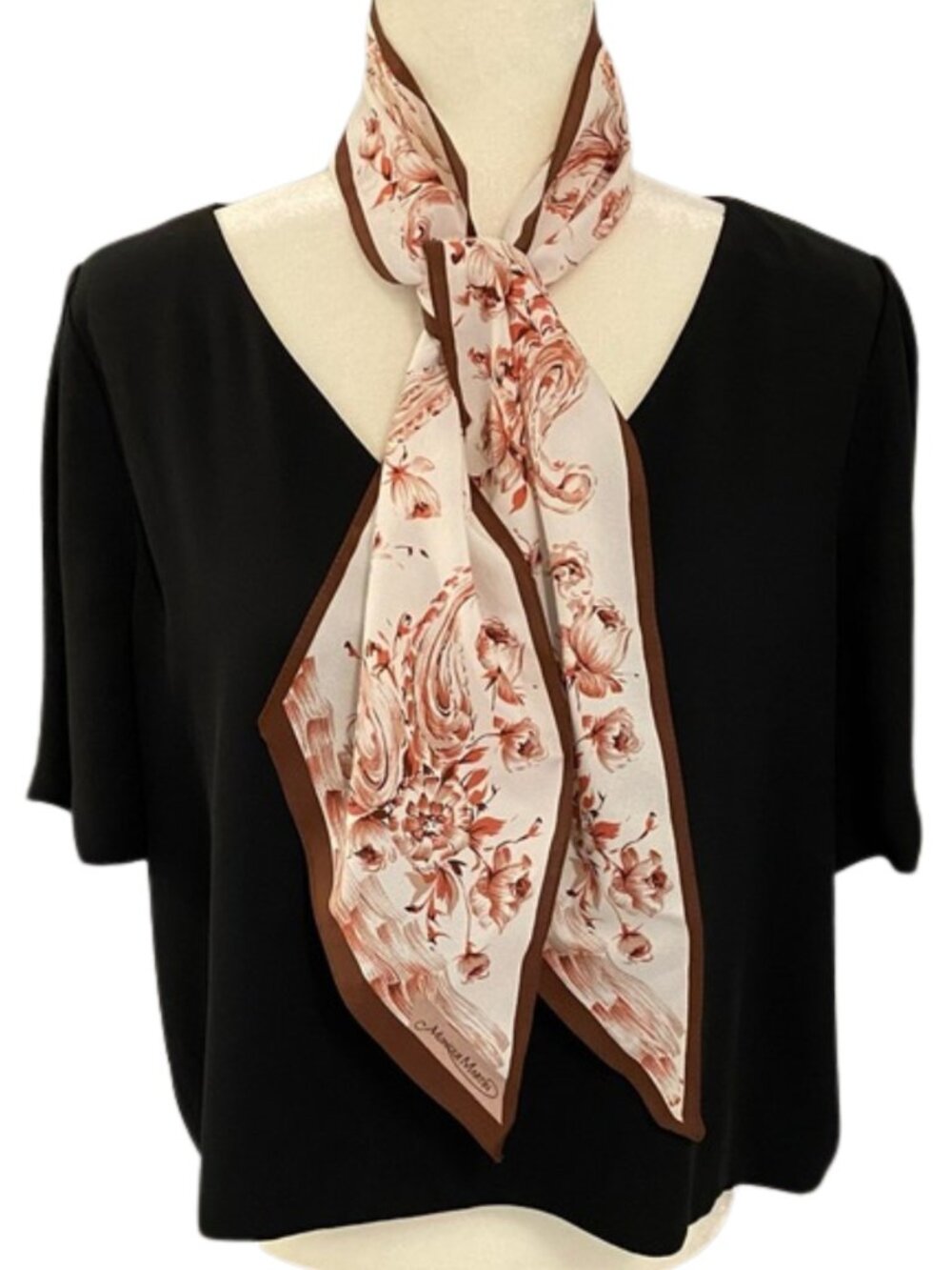 Vintage Monique Martin Oblong Floral Scarf